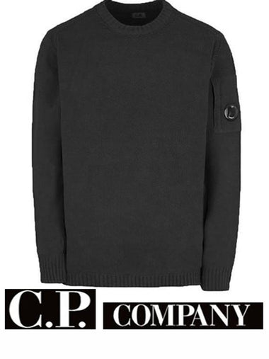 Men 11CMKN102A Lens Crew Neck Knit Black - CP COMPANY - BALAAN 1