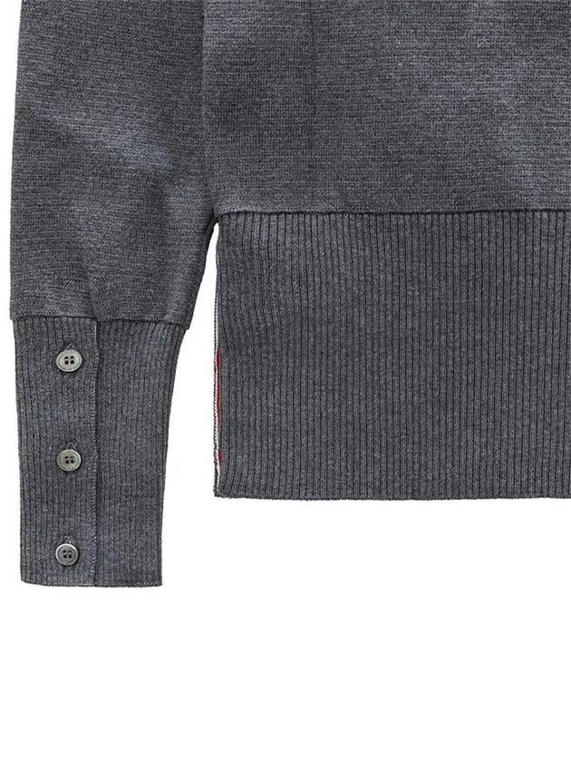 Milano Stitch Crewneck 4-Bar Cotton Crepe Knit Top Grey - THOM BROWNE - BALAAN 9