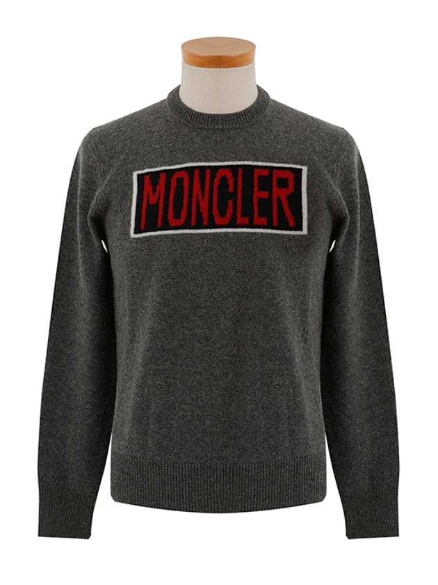 Men's Logo Embroidered Knit Top Grey - MONCLER - BALAAN 2