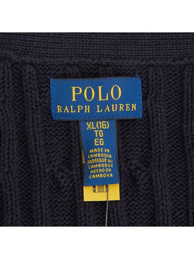 Kids Pony Embroidery Cable Knit Cardigan Navy - POLO RALPH LAUREN - BALAAN 10