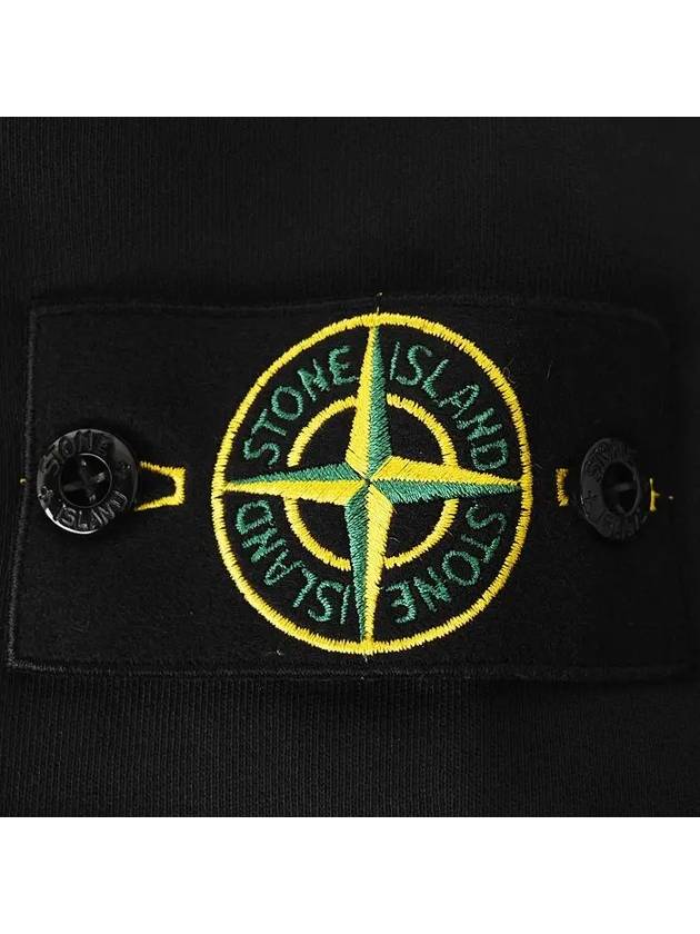 Cotton Fleece Garment Dyed Zip Up Hoodie Black - STONE ISLAND - BALAAN 5