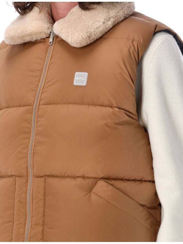 Teddy Puffer Vest Jacket Dark Beige - A.P.C. - BALAAN 4