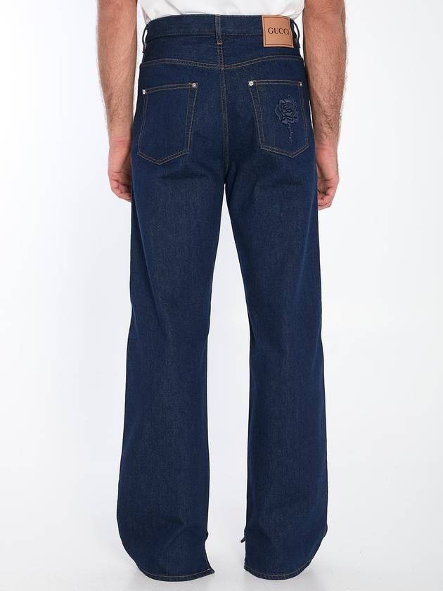 Wide-Leg Jeans With Embroidery - GUCCI - BALAAN 4