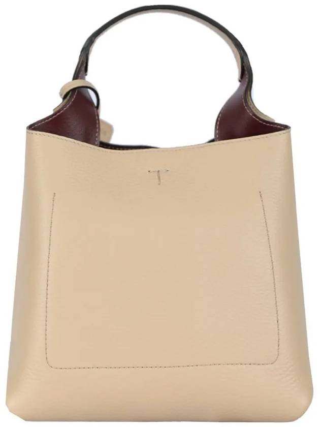 Logo Mini Leather Tote Bag Beige - TOD'S - BALAAN 4