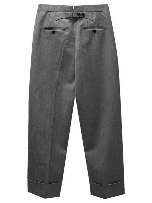 High Waist RWB Trimming Heavy Wool Pants Grey - THOM BROWNE - BALAAN 3