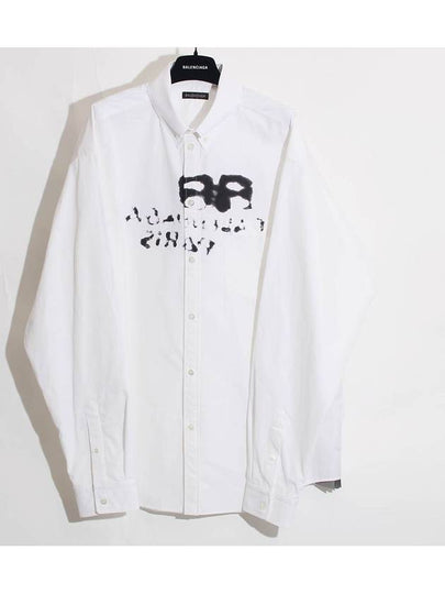 Hand Drawn BB Overfit Long Sleeve Shirt White - BALENCIAGA - BALAAN 2