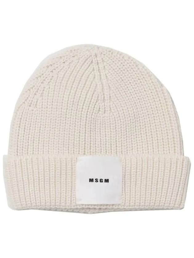 Kids Logo Patch Beanie Cream F3MSJBHT133 013 - MSGM - BALAAN 1