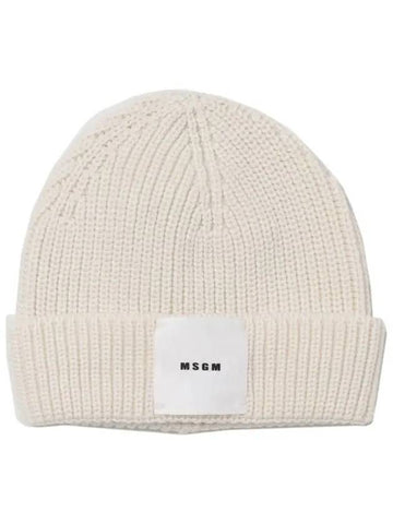 Kids Logo Patch Beanie Cream F3MSJBHT133 013 - MSGM - BALAAN 1