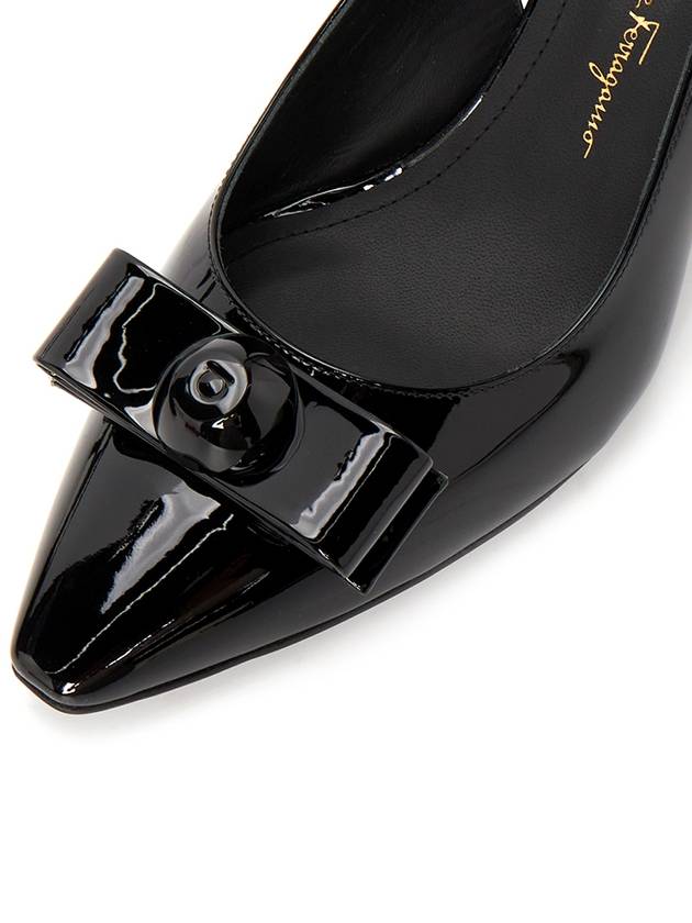 Vara Bowl Patton Leather Slingback Heels Black - SALVATORE FERRAGAMO - BALAAN.