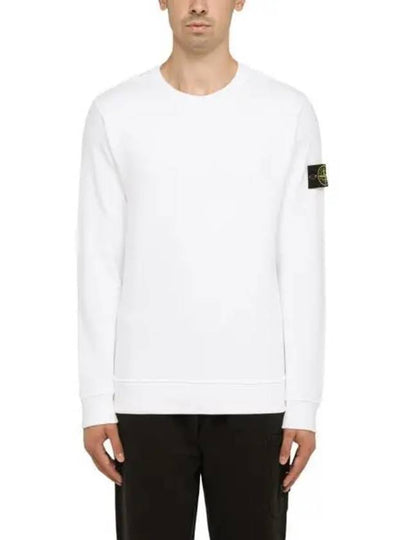 Brushed Cotton Fleece Garment Dyed Crewneck Sweatshirt White - STONE ISLAND - BALAAN 2