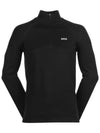 Logo Detail Zipper Neck Cotton Blend Knit Top Black - HUGO BOSS - BALAAN 2