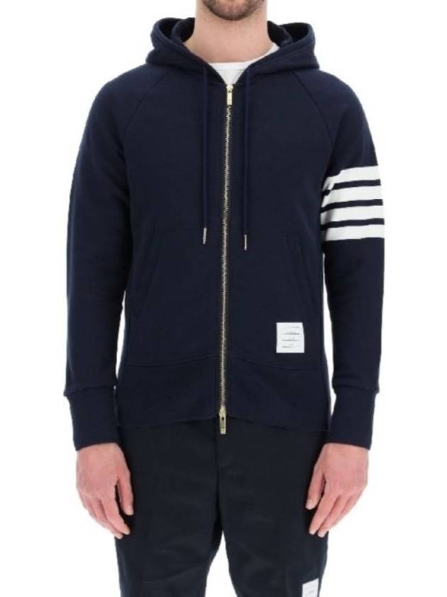 Engineered 4 Bar Diagonal Zip Up Hoodie Navy - THOM BROWNE - BALAAN 4