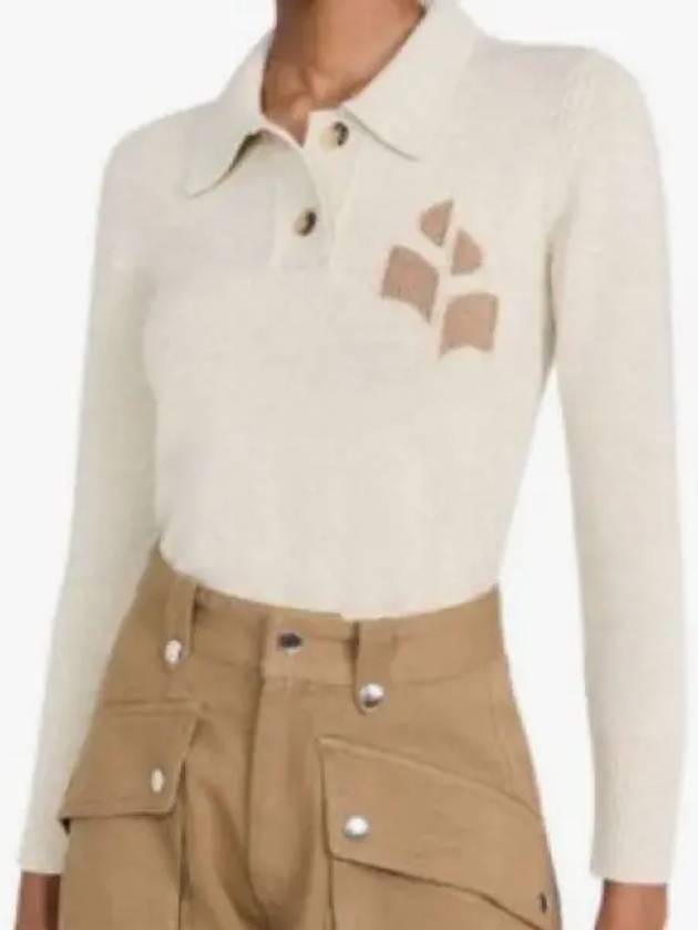 Nola Long Sleeve Polo Knit Top Ivory - ISABEL MARANT - BALAAN 2