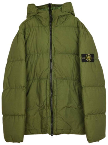 Naslan Light Watro Down Hooded Padding Olive Green - STONE ISLAND - BALAAN 1