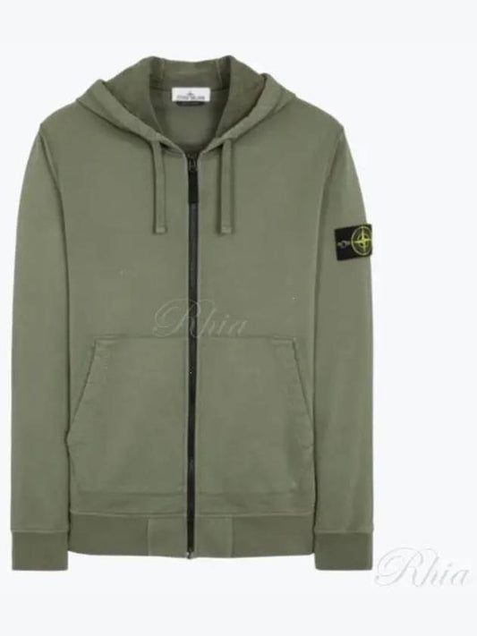 Logo Patch Cotton Fleece Hoodie Green - STONE ISLAND - BALAAN 2