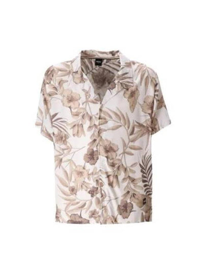 Floral Print Beach Short Sleeve Shirt Blanco - HUGO BOSS - BALAAN 2