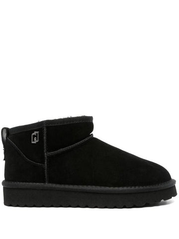 Liu Jo Black Suede Ankle Boots With Logo - LIU JO - BALAAN 1