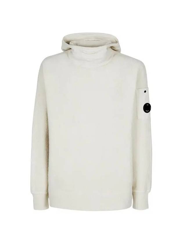 Lens Wappen Fleece Funnel Neck Hooded Jacket Ivory - CP COMPANY - BALAAN 3