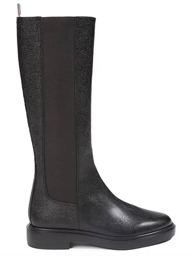 Logo Pebble Leather Chelsea Long Boots Black - THOM BROWNE - BALAAN 3