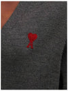 Heart Logo Wool Cardigan Heather Grey - AMI - BALAAN 4