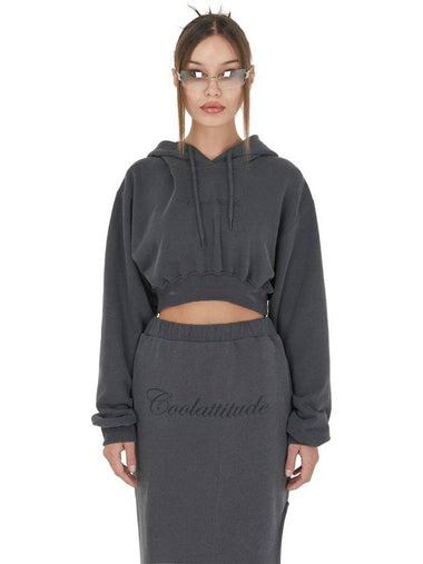 Cool Attitude Crop Hoodie Charcoal - ITZAVIBE - BALAAN 1