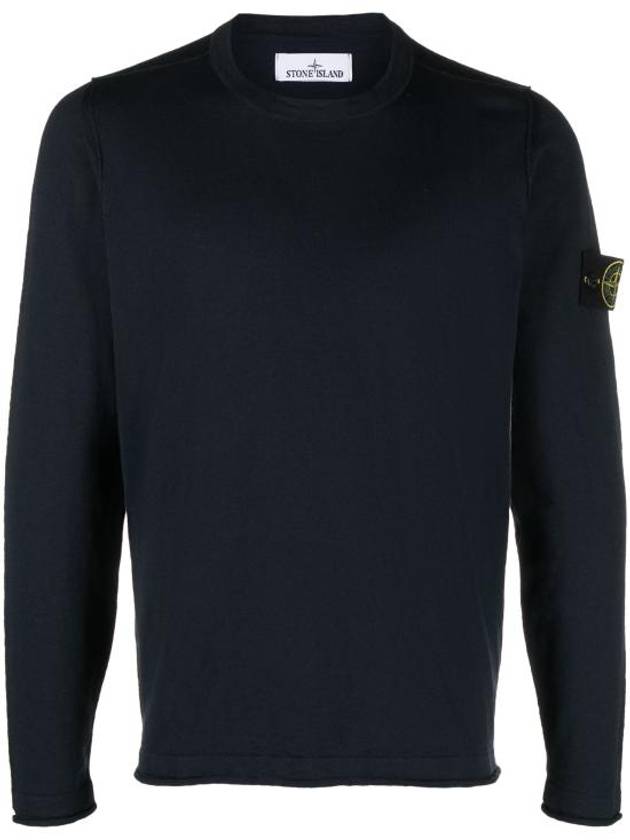 Logo Patch Knit Top Navy - STONE ISLAND - BALAAN 2