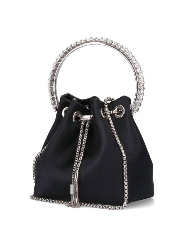 'Bon Bon' Mini Black Handbag With Metal Crystal Bracelet Handle In Satin Fabbric Woman - JIMMY CHOO - BALAAN 2