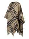 Check Wool Cashmere Cape Beige - BURBERRY - BALAAN 3