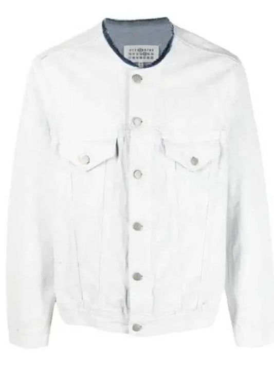 Crack Effect Collarless Denim Jacket White - MAISON MARGIELA - BALAAN 2