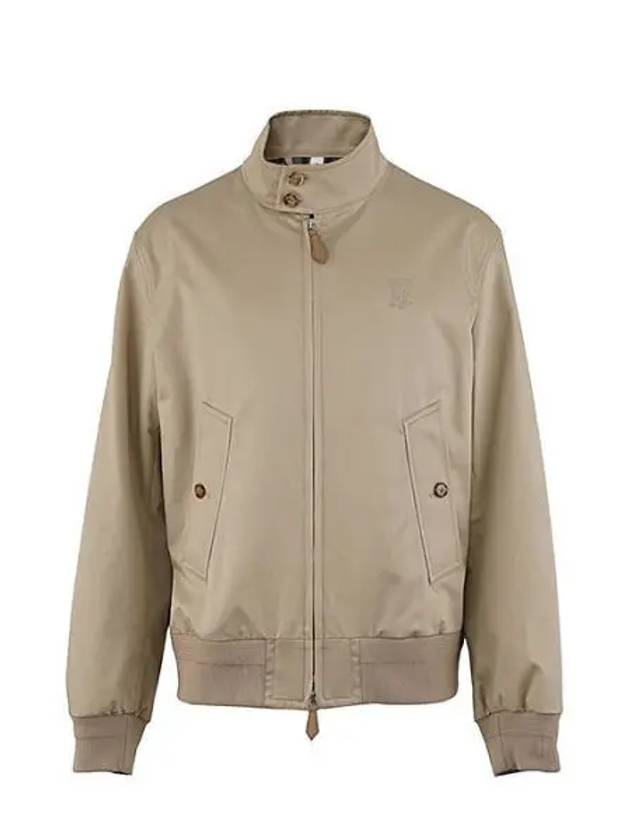 Men's Monogram Motif Cotton Harrington Bomber Jacket Beige - BURBERRY - BALAAN 2