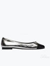 Metallic Effect Leather Cap Toe Ballet Flat Silver - TORY BURCH - BALAAN 2