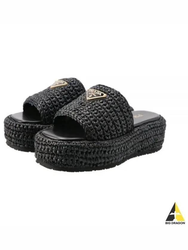 Crochet Flatform Slide Slippers Black - PRADA - BALAAN 2