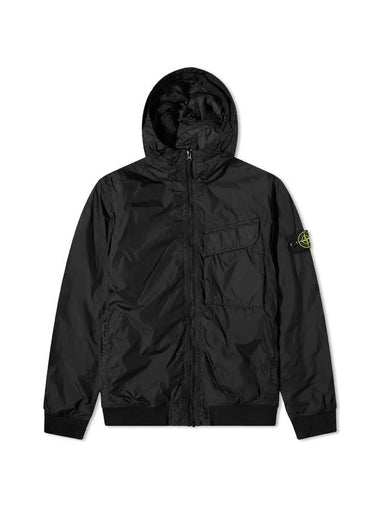 Wappen Patch Nylon Crinklips Hooded Jacket Black - STONE ISLAND - BALAAN 1