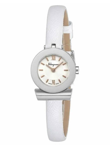 Gancini 22.5 mm Leather Quartz Watch White - SALVATORE FERRAGAMO - BALAAN 1