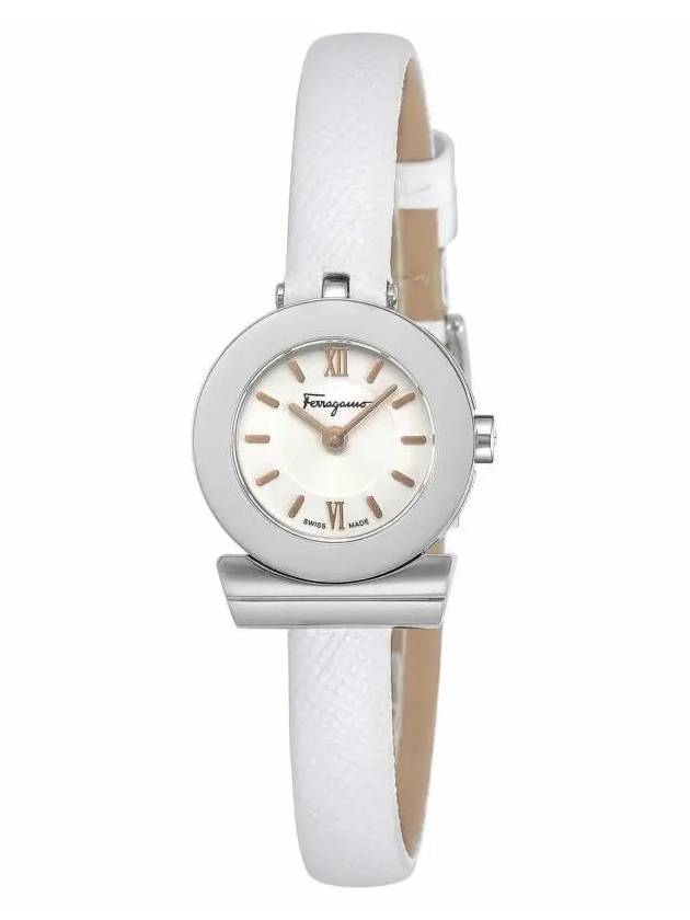 Gancini 22.5 mm Leather Quartz Watch White - SALVATORE FERRAGAMO - BALAAN 3