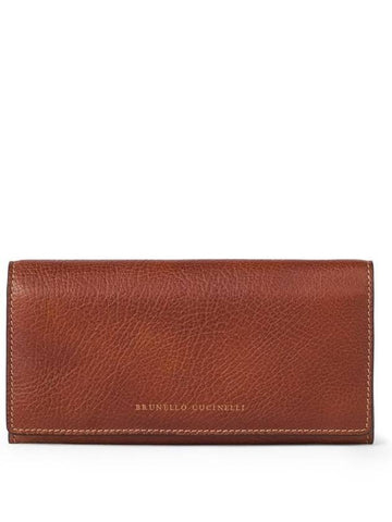 Leather Logo Long Wallet Brown - BRUNELLO CUCINELLI - BALAAN 1