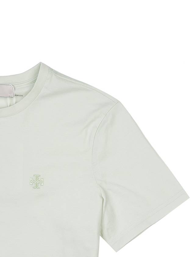 Embroidered Logo Cotton Short Sleeve T-Shirt Light Dewdrop - TORY BURCH - BALAAN 5