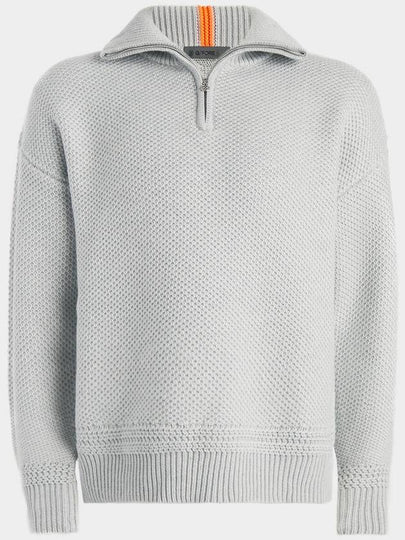 Ribbed Funnel Neck Quarter Zipper Merino Wool Knit Top Light Heather Grey - G/FORE - BALAAN 2