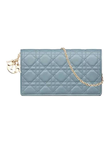 Lady Cannage Lambskin Chain Pouch Bag Cloud Blue - DIOR - BALAAN 1