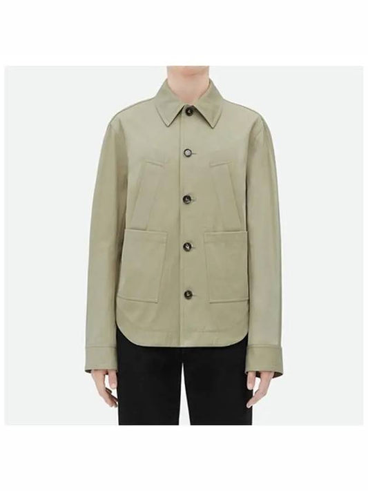 Relax Fit Button Cotton Twill Jacket Beige - BOTTEGA VENETA - BALAAN 2