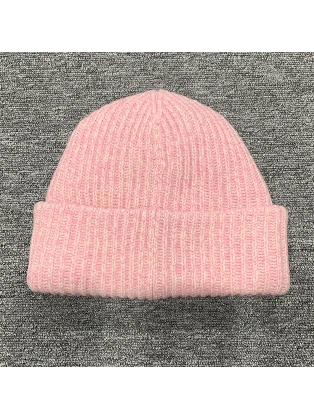 Logo Patch Knit Beanie Pink - GANNI - BALAAN 5