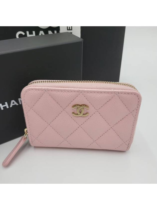 Classic zipper card wallet caviar pink gold AP0216 B10583 NJ523 - CHANEL - BALAAN 1