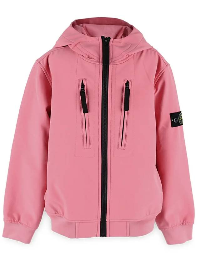 Kids Wappen Patch Soft Shell Zip Up Hoodie Pink - STONE ISLAND - BALAAN 4