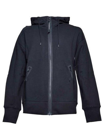 Diagonal Raised Fleece Goggle Zip-Up Hoodie Black - CP COMPANY - BALAAN 2