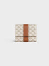 Triomphe Canvas Lambskin Trifold Small Bicycle Wallet White Tan - CELINE - BALAAN.
