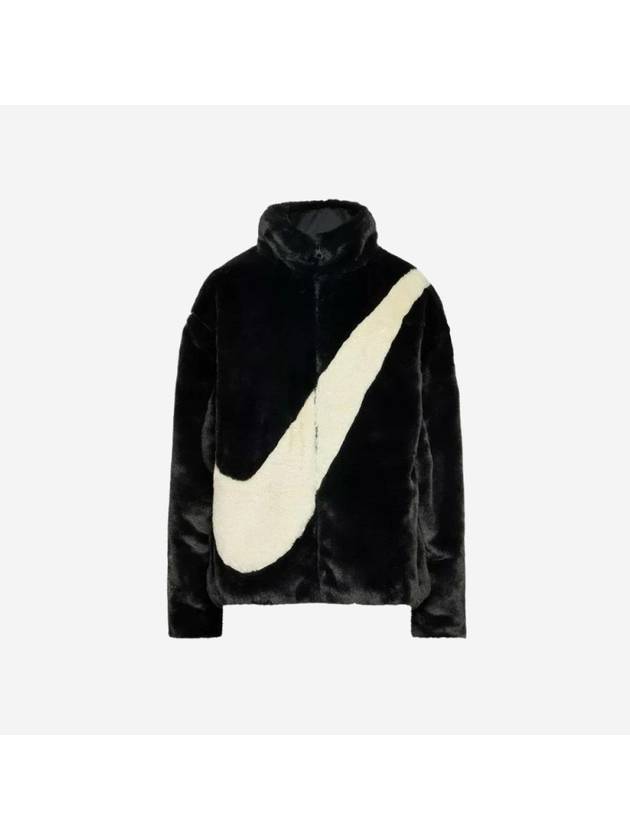 NSW Faux Fur Jacket Black - NIKE - BALAAN 1