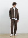 Denim Raglan Sleeve Work Jacket Brown - CORK - BALAAN 3