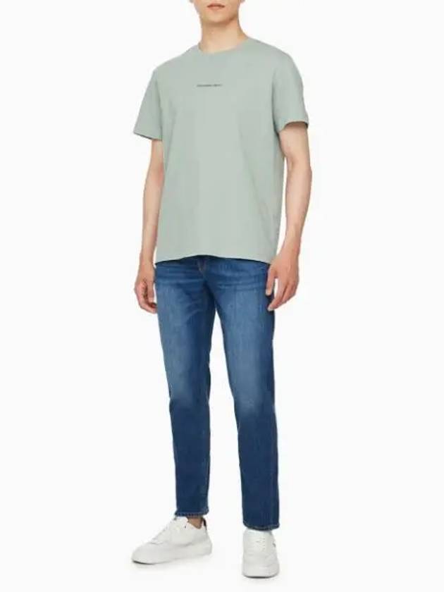 JEANS Men s Green Regular Fit Graphic Short Sleeve T Shirt J326029 PFF - CALVIN KLEIN - BALAAN 1