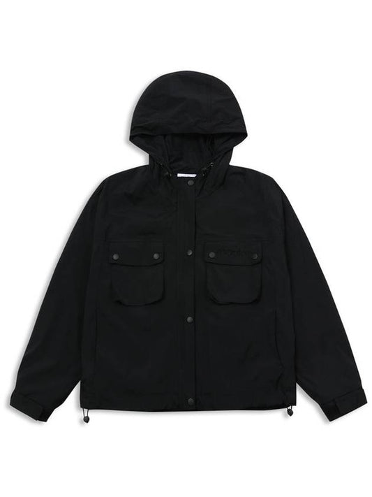 Pocket Hooded Windbreaker Black Windbreaker Jacket Jumper MCSS24OT2BK - MACKY - BALAAN 2