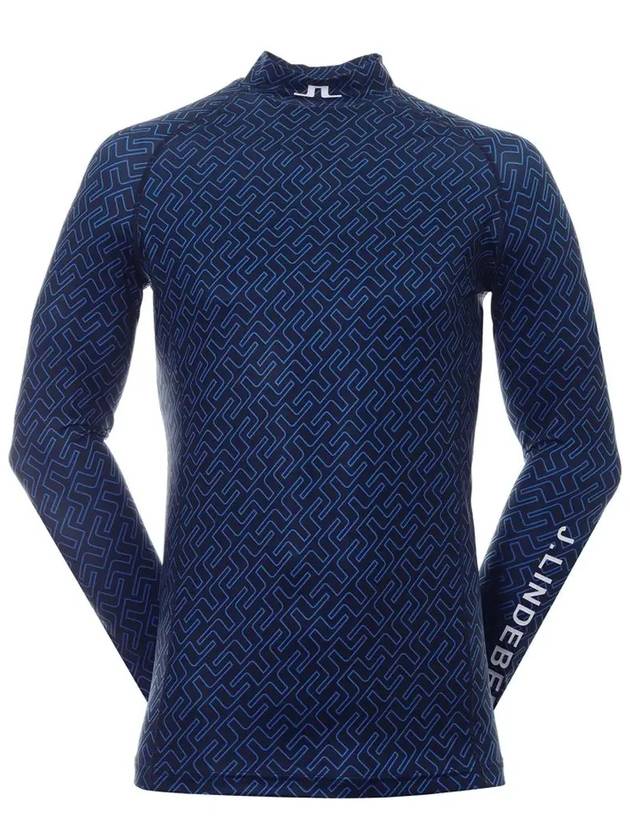 Men's AELLO Soft Compression Print Long Sleeve T-Shirt Navy - J.LINDEBERG - BALAAN 5